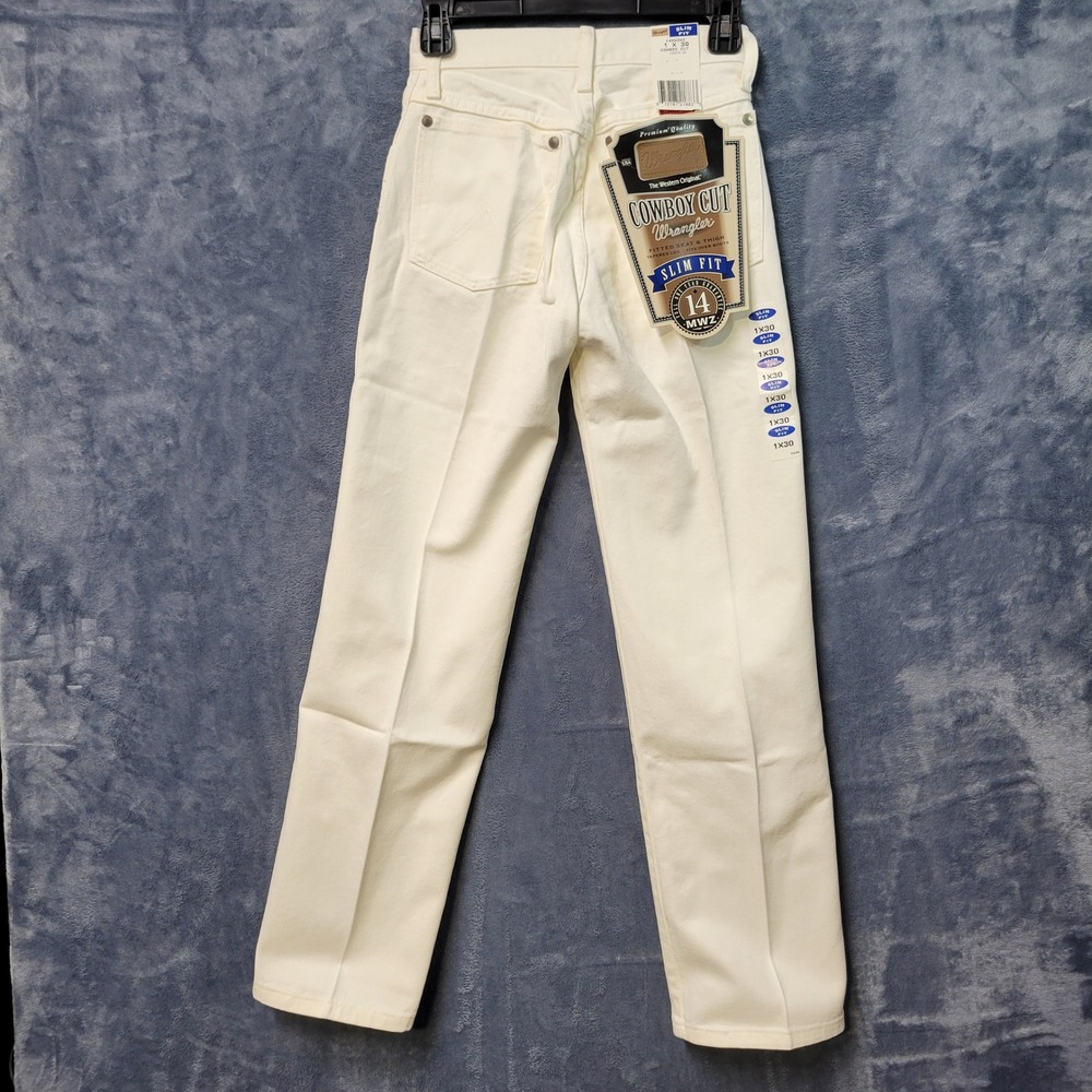 Wrangler Cowboy Cut Slim Fit White Jeans 14MWZWI Girl's Size 1 x 30 NWT‎ USA